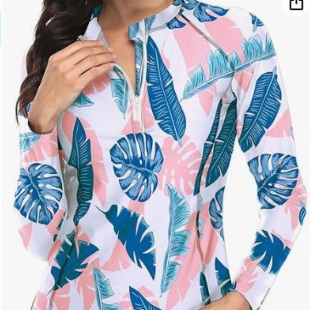 FABO Women's Long Sleeved Swimsuit Rash Guard 2-Piece - Size 18